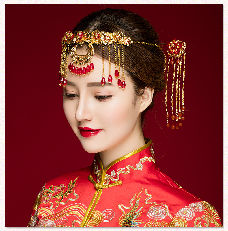 中式古典步搖額飾，優(yōu)雅高貴眉心墜