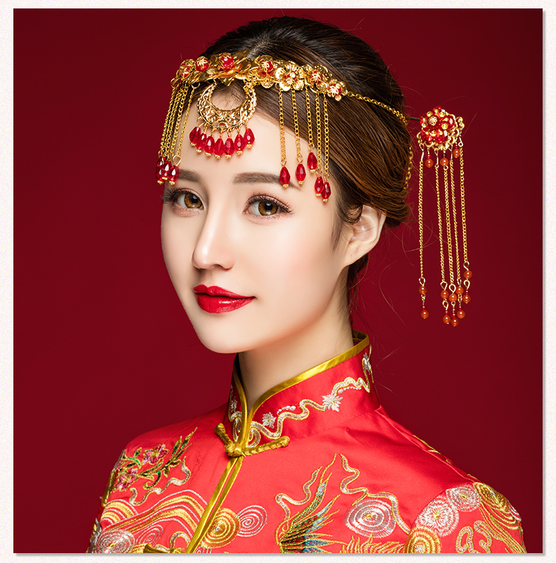 中式古典步搖額飾，優(yōu)雅高貴眉心墜