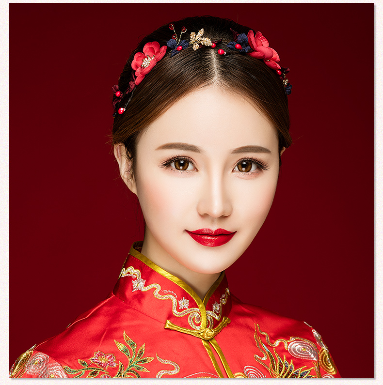 典雅梅花造型古風(fēng)頭飾，珍珠水鉆制作新娘發(fā)飾