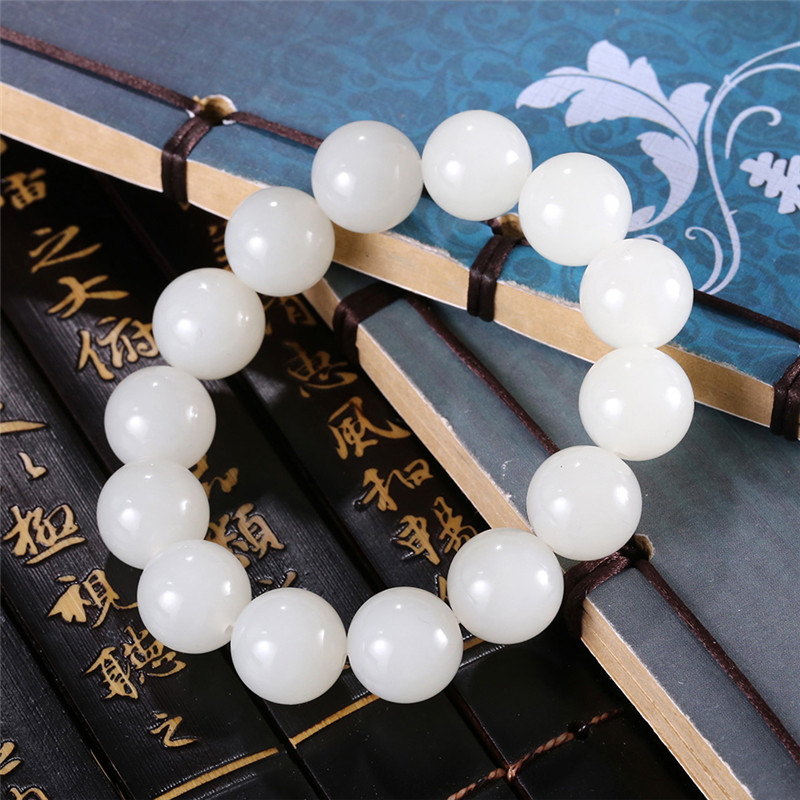 天然和田玉玉石手串，新疆白玉男女手飾