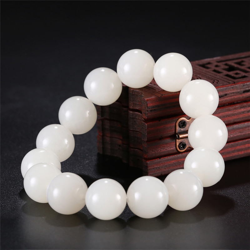 天然和田玉玉石手串，新疆白玉男女手飾