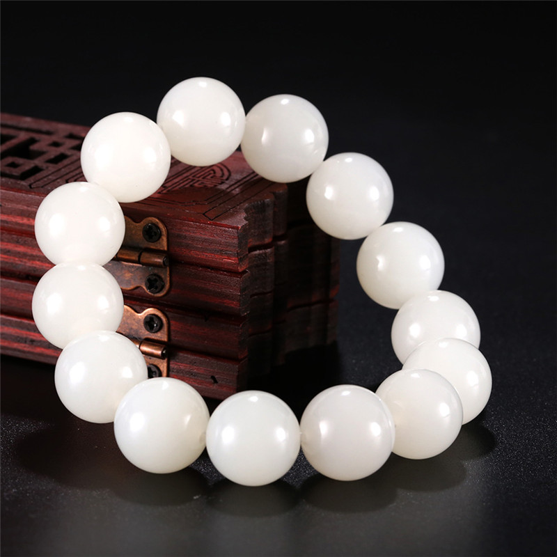 天然和田玉玉石手串，新疆白玉男女手飾