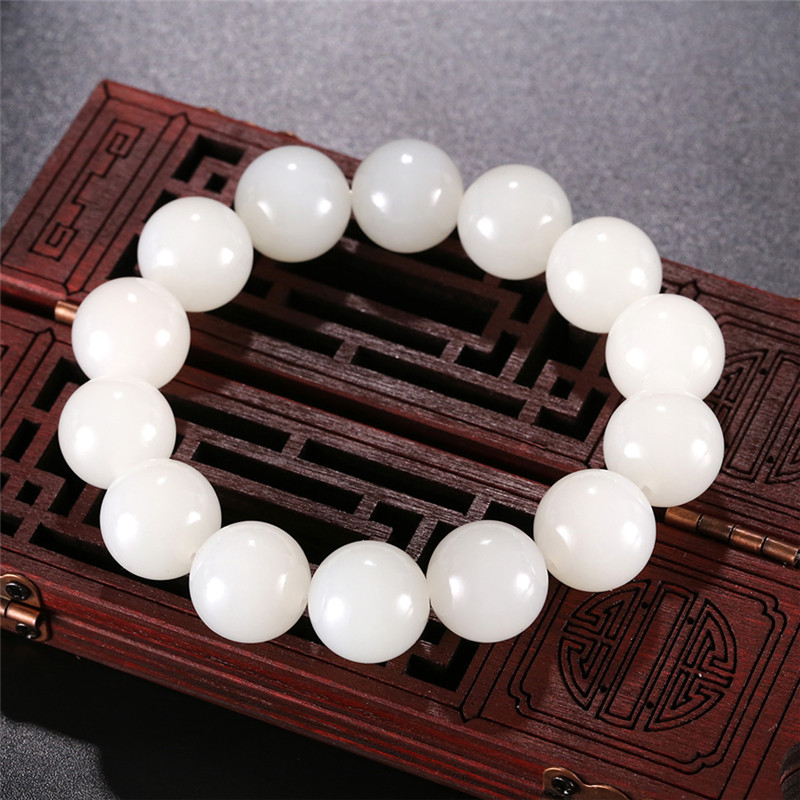 天然和田玉玉石手串，新疆白玉男女手飾