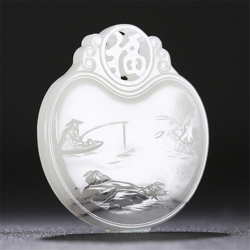 山水玉牌和田玉掛件，天然籽料玉石玉墜