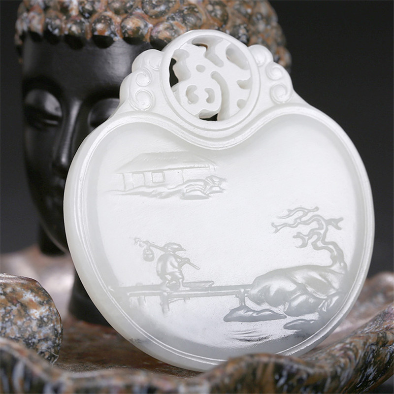 山水玉牌和田玉掛件，天然籽料玉石玉墜