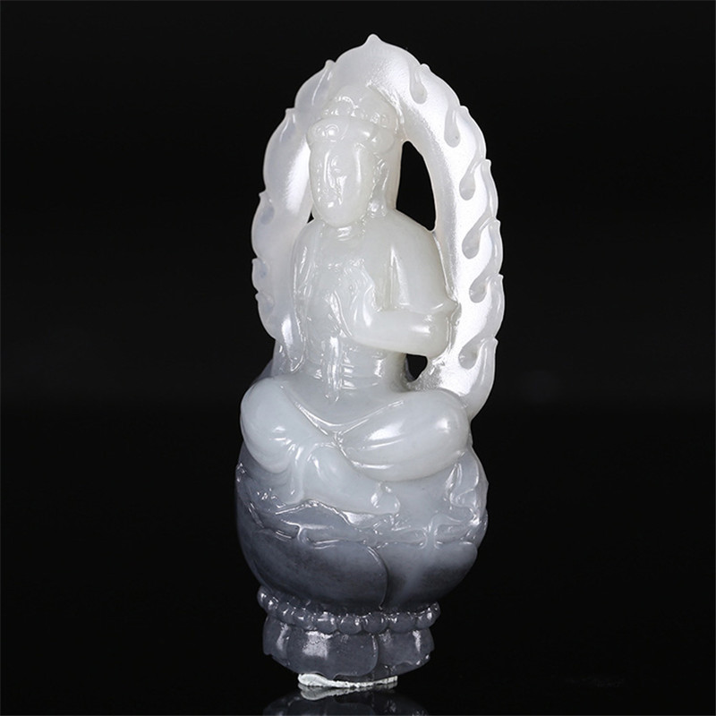 護佑之主和田玉觀音掛件，天然青花籽料掛墜。