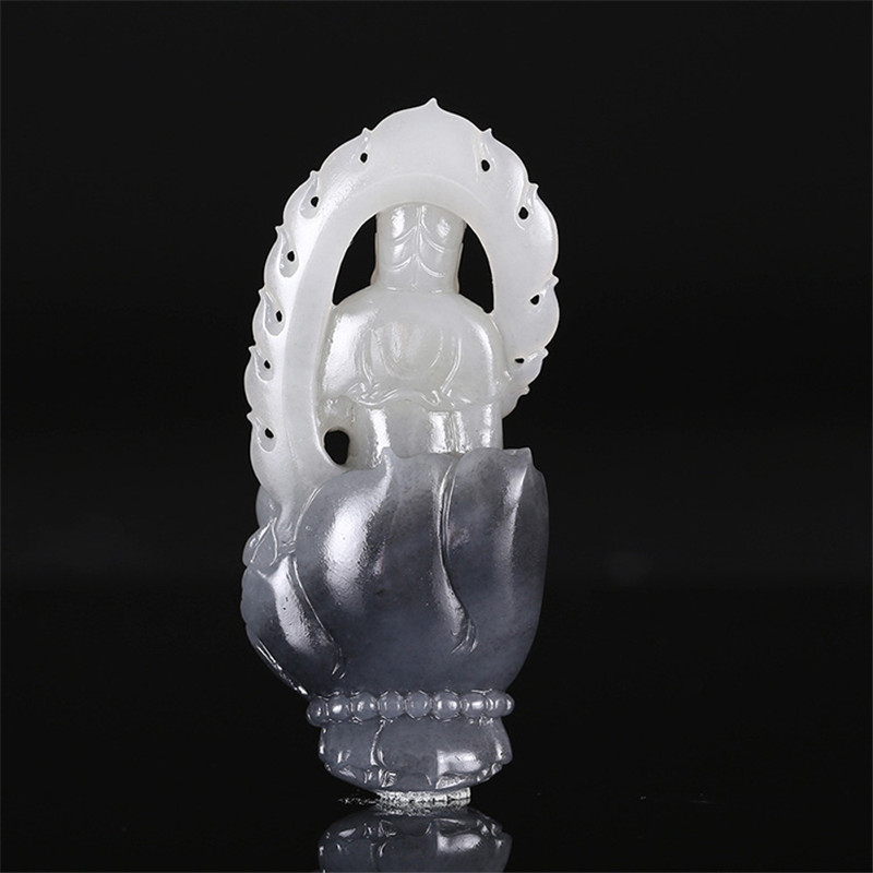 護佑之主和田玉觀音掛件，天然青花籽料掛墜。