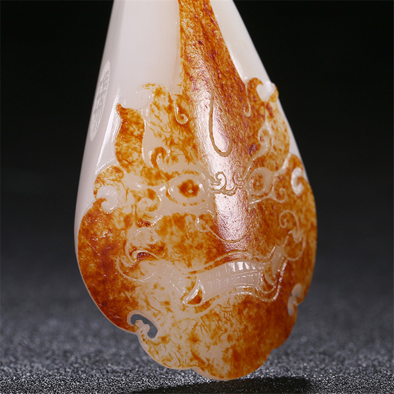 財(cái)福雙至和田玉貔貅掛墜，白玉籽料吊墜