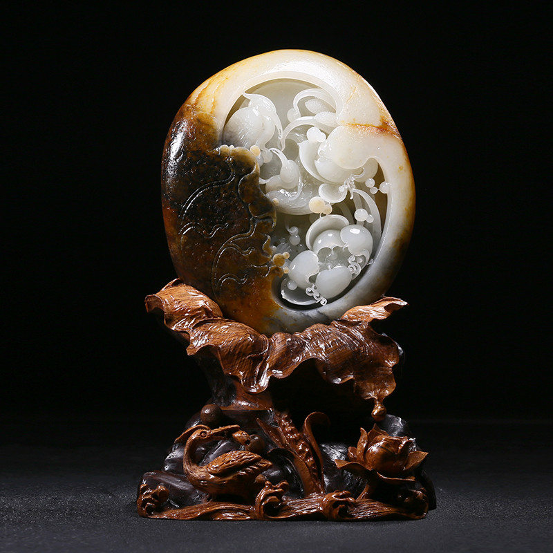 平步青云天然白玉鷺鷥擺飾，和田玉籽料真皮原