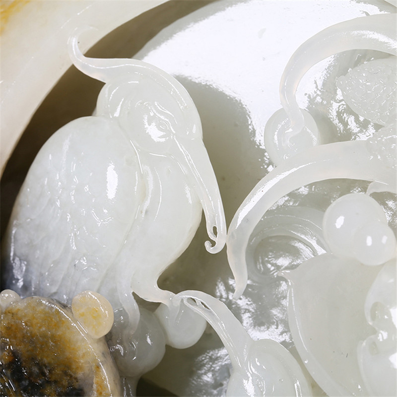 平步青云天然白玉鷺鷥擺飾，和田玉籽料真皮原