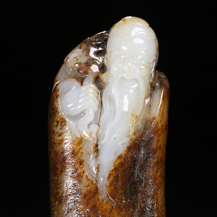 天然白玉壽星手玩件，和田玉掛件籽料