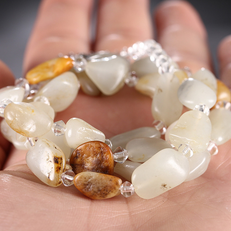 和田玉原石獨籽項鏈，玉石毛衣鏈手串