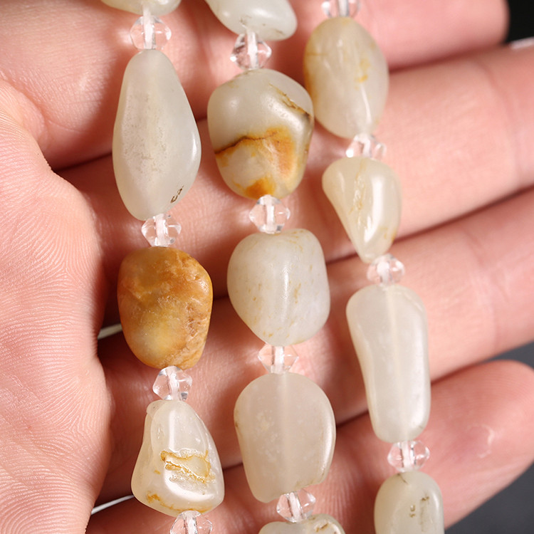 和田玉原石獨籽項鏈，玉石毛衣鏈手串