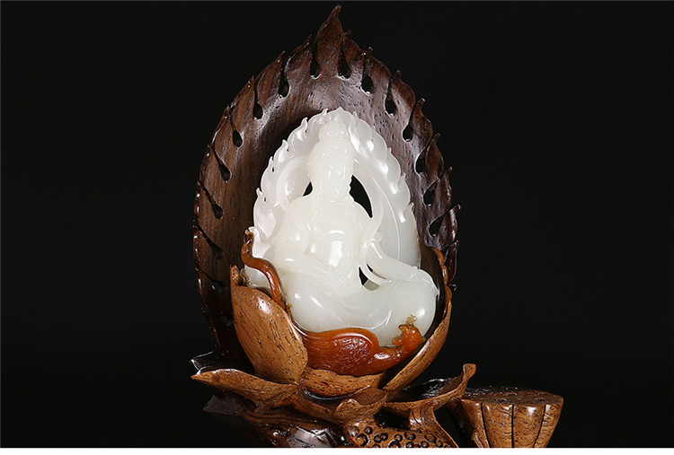 鳳拜觀音手玩件白玉把件，和田玉白玉籽料觀音