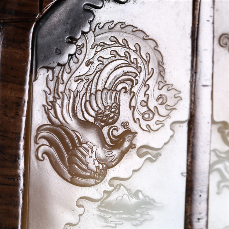 和田玉龍鳳呈現(xiàn)玉牌子，天然糖白玉蘇工擺件