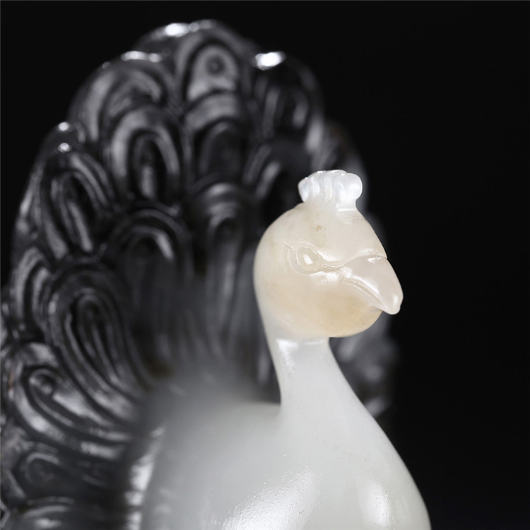 天然和田玉孔雀吊墜，白玉籽料掛件項鏈