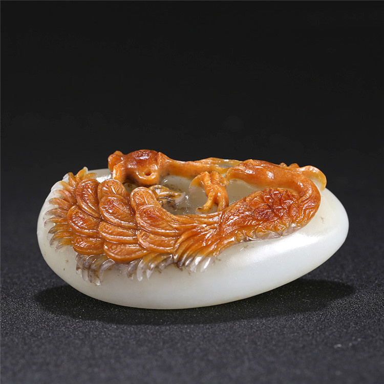 白玉項(xiàng)鏈優(yōu)雅孔雀吊墜，錦繡前程玉石掛墜