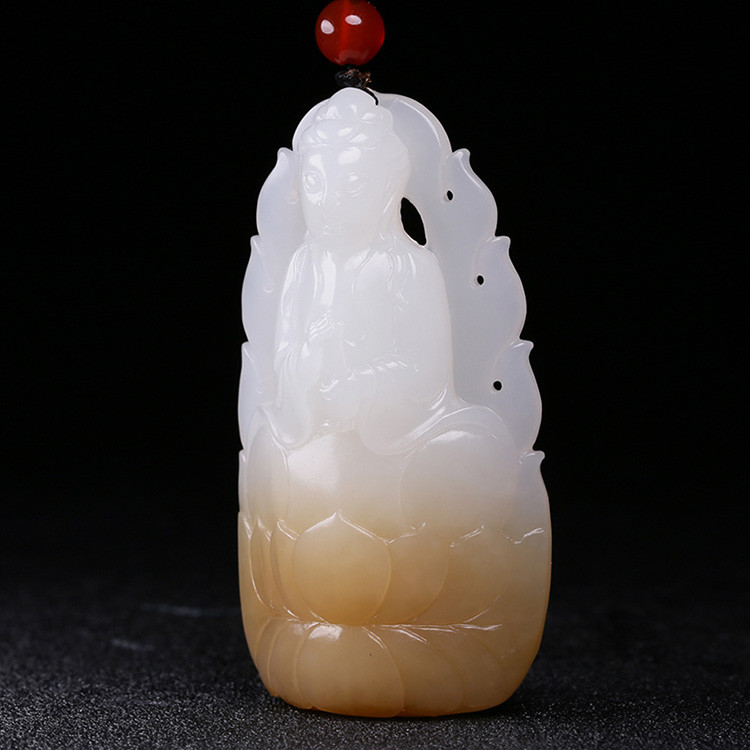 夫妻和田玉掛墜，玉佛觀音彌勒佛項(xiàng)鏈