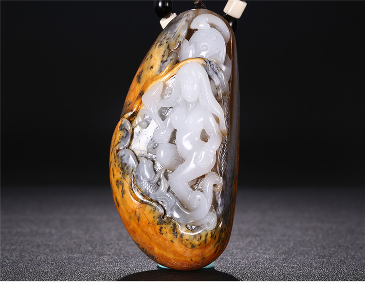 裸女玉貴人玉石手把件，和田玉籽料手玩件蘇工