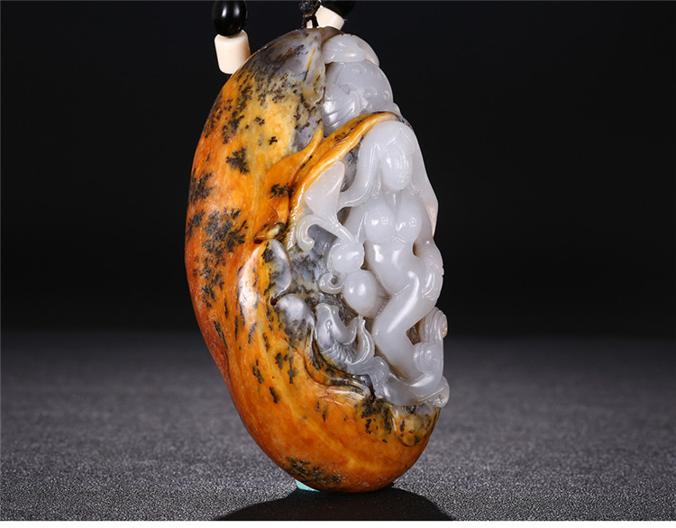 裸女玉貴人玉石手把件，和田玉籽料手玩件蘇工