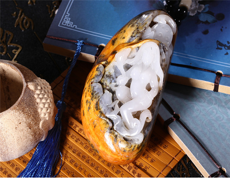 裸女玉貴人玉石手把件，和田玉籽料手玩件蘇工