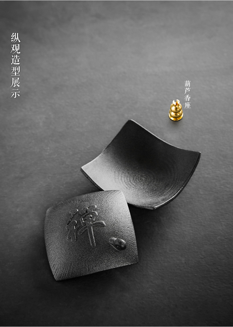 禪意粗陶茶道香爐，陶瓷檀香盤香薰?fàn)t。