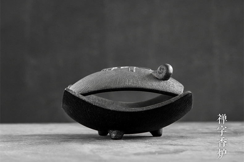 禪意粗陶茶道香爐，陶瓷檀香盤香薰?fàn)t。