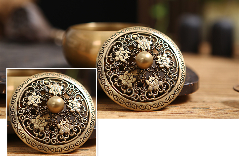 鏤空蝴蝶花紋純銅香爐，仿古沉香檀香熏香盤香