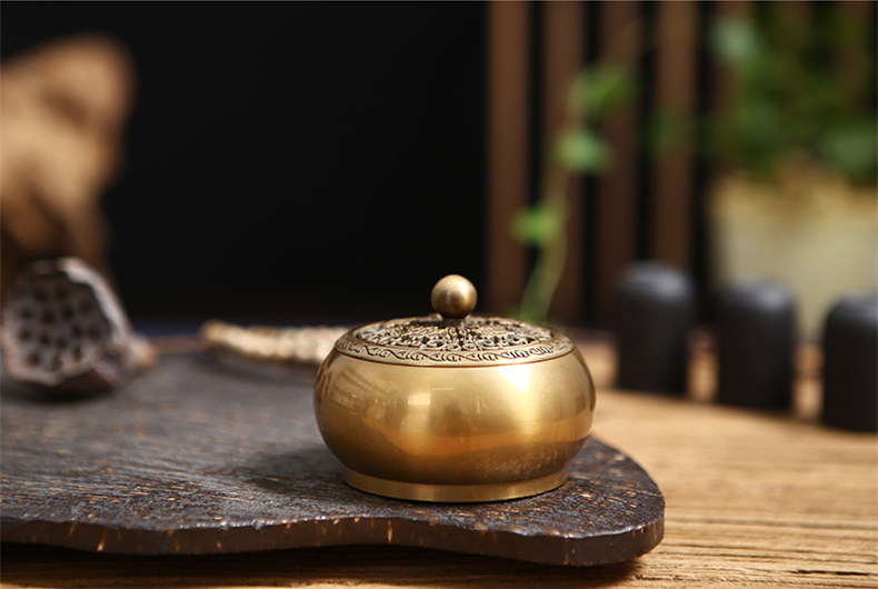 鏤空蝴蝶花紋純銅香爐，仿古沉香檀香熏香盤香