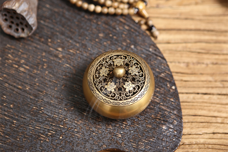 鏤空蝴蝶花紋純銅香爐，仿古沉香檀香熏香盤香