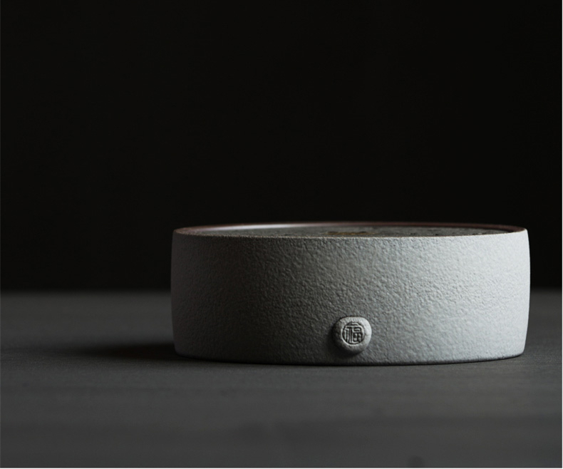 火山石小壺承天然巖石圓形茶托盤，陶瓷茶承儲(chǔ)