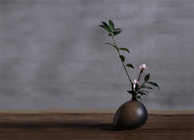 陶瓷花瓶桌面迷你小花插，中式禪意花插三石圖