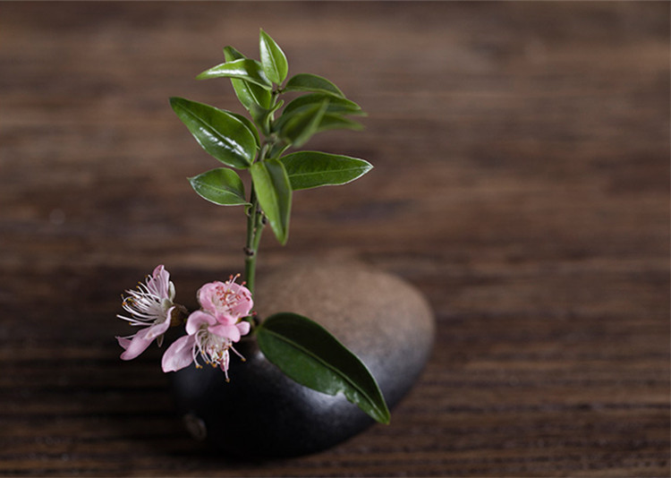 陶瓷花瓶桌面迷你小花插，中式禪意花插三石圖