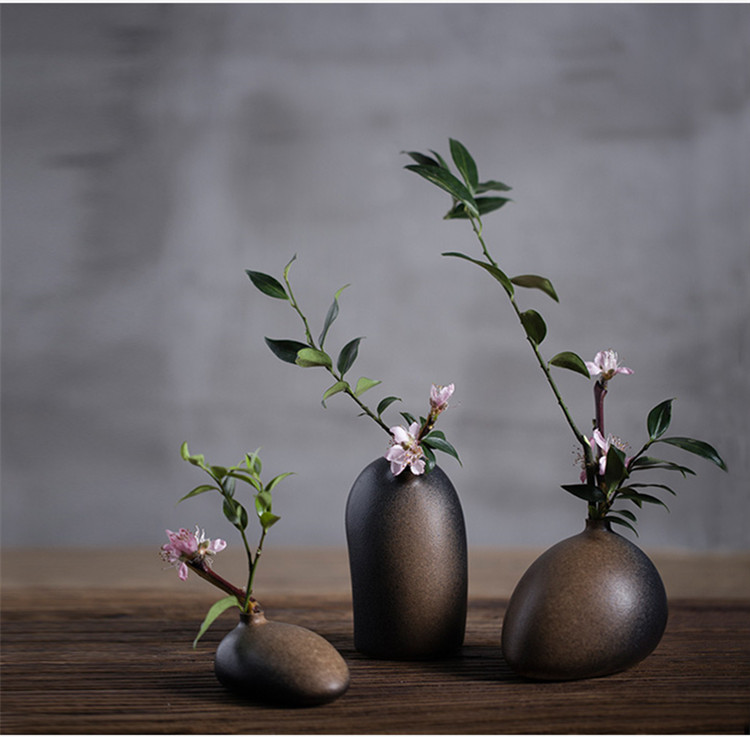 陶瓷花瓶桌面迷你小花插，中式禪意花插三石圖