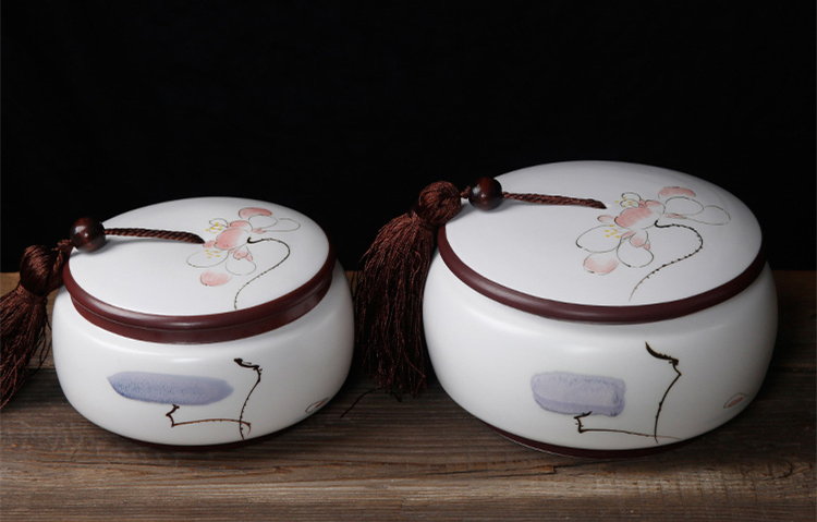手繪陶瓷茶葉密封罐，龍泉青瓷禮盒裝普洱醒茶