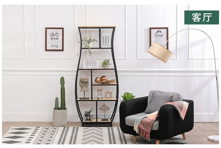 書架鐵藝展示架復古博古架，創(chuàng)意置物架隔斷多