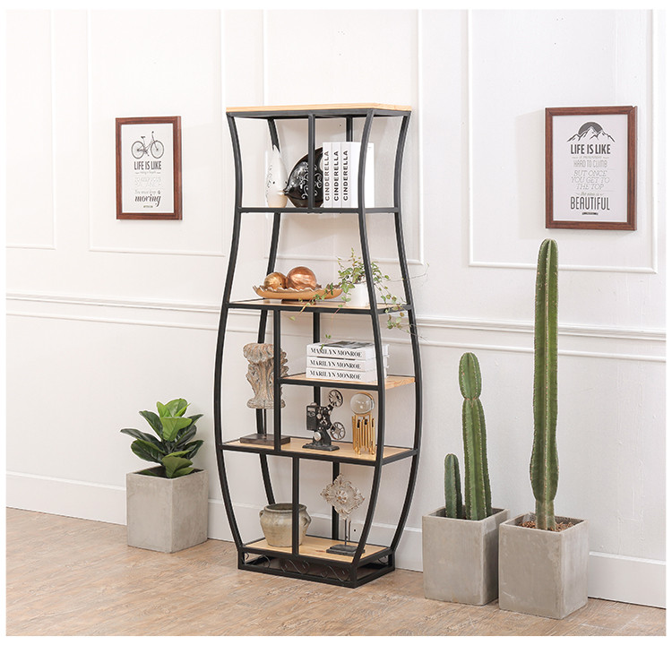 書架鐵藝展示架復古博古架，創(chuàng)意置物架隔斷多