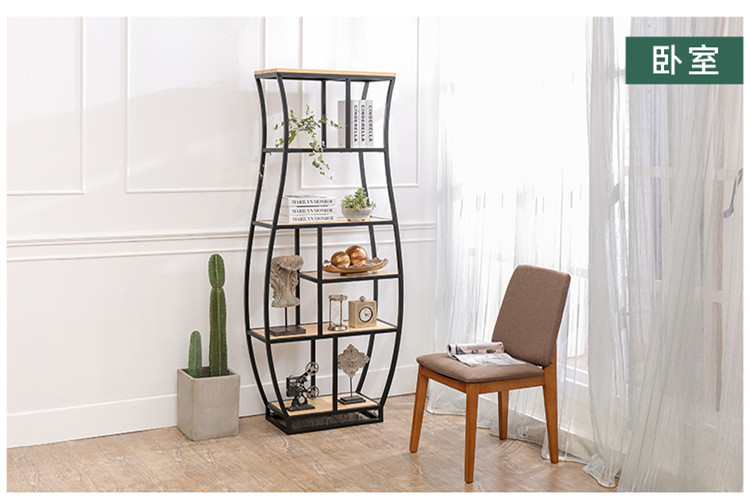 書架鐵藝展示架復古博古架，創(chuàng)意置物架隔斷多