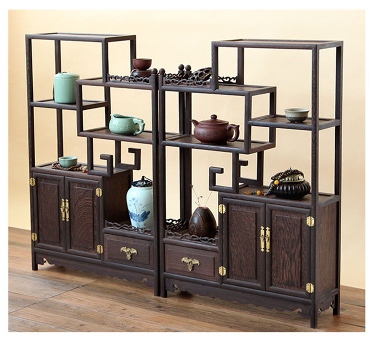 雞翅木實木小博古架，中式多寶閣擺件架