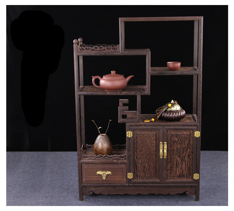 雞翅木實木小博古架，中式多寶閣擺件架