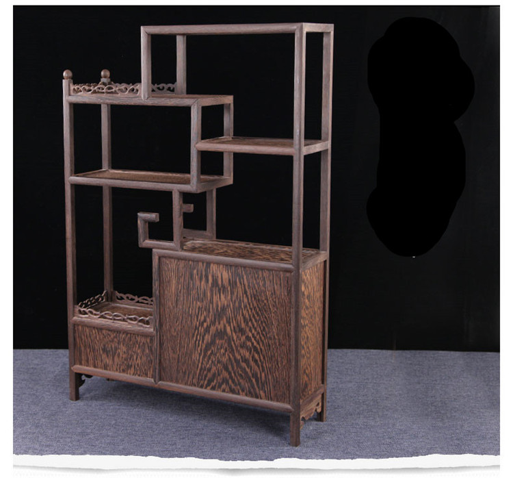 雞翅木實木小博古架，中式多寶閣擺件架