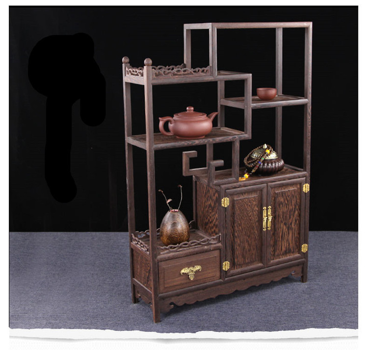 雞翅木實木小博古架，中式多寶閣擺件架