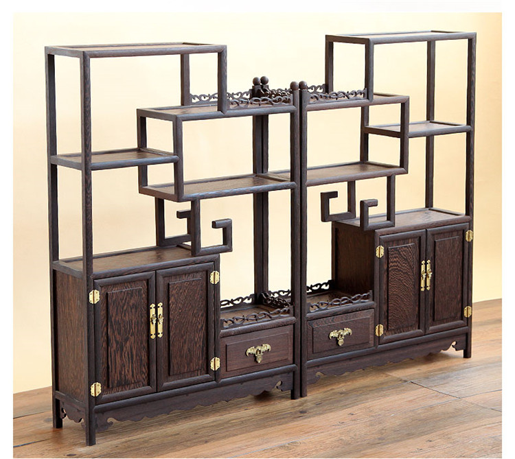 雞翅木實木小博古架，中式多寶閣擺件架