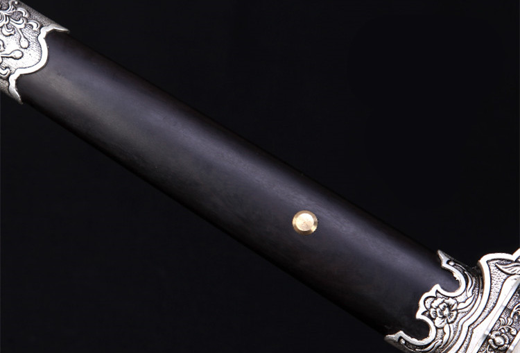 精美花紋剛唐劍兵器，古韻防銀裝黑紅劍
