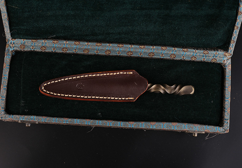 花紋鋼茶針茶錐手工普洱開(kāi)茶刀，冷兵器茶具配