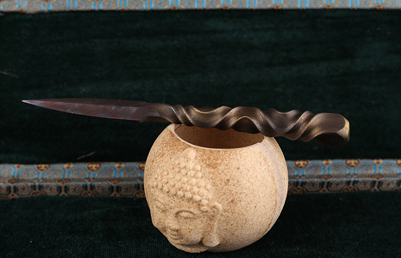 花紋鋼茶針茶錐手工普洱開(kāi)茶刀，冷兵器茶具配