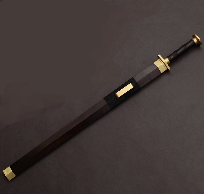 銅裝紫檀漢劍寶劍，工藝品花鋼紋一體刀