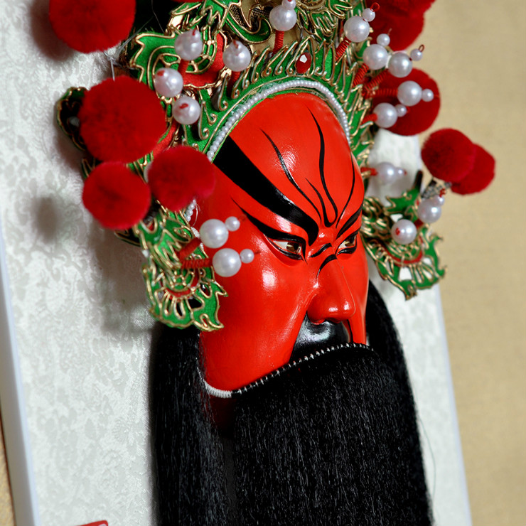 武財(cái)神紅臉的關(guān)公臉譜，國粹家具飾品掛件