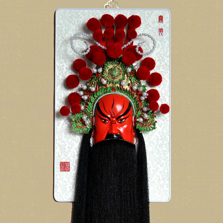 武財(cái)神紅臉的關(guān)公臉譜，國粹家具飾品掛件