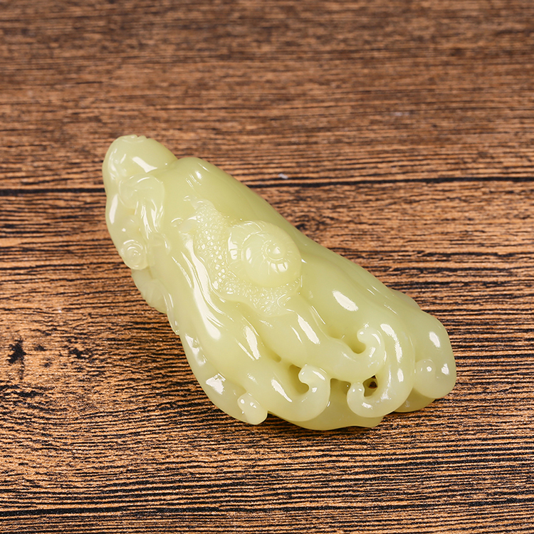 和田黃玉佛手瓜玉掛件，天然玉石項(xiàng)鏈玉把件